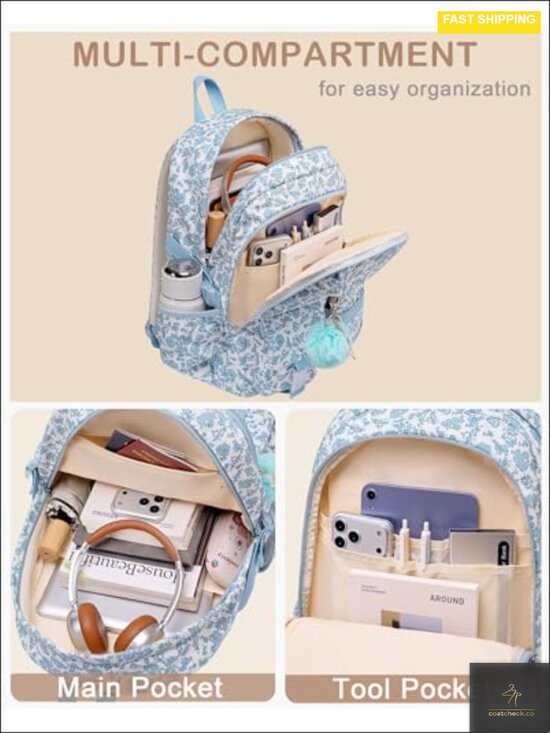 Corduroy Laptop Backpack with Lunch Box Set for School College